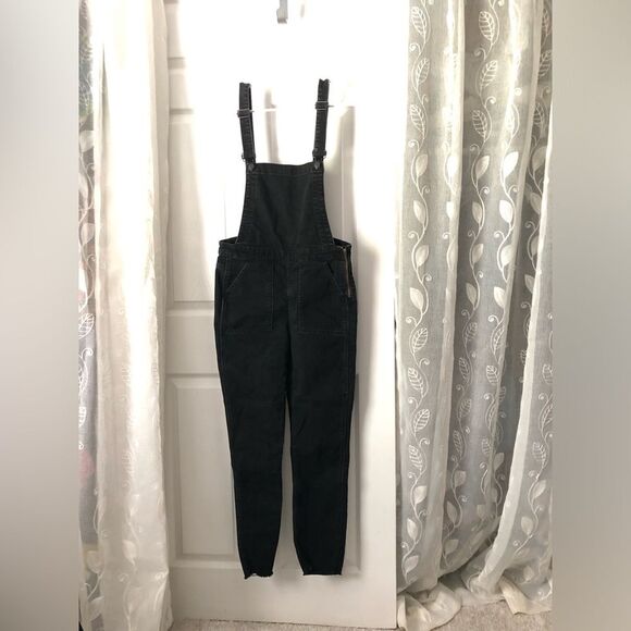 Madewell Skinny Denim Overalls in Lunar Wash cotton blend side zipper women sz M